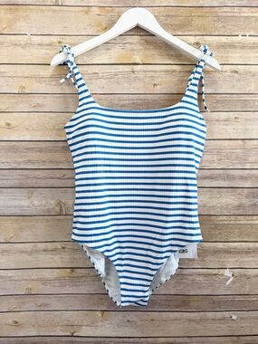 & Other Stories One Piece Swimsuit Women’s Size 12 Blue White Stripe NWT